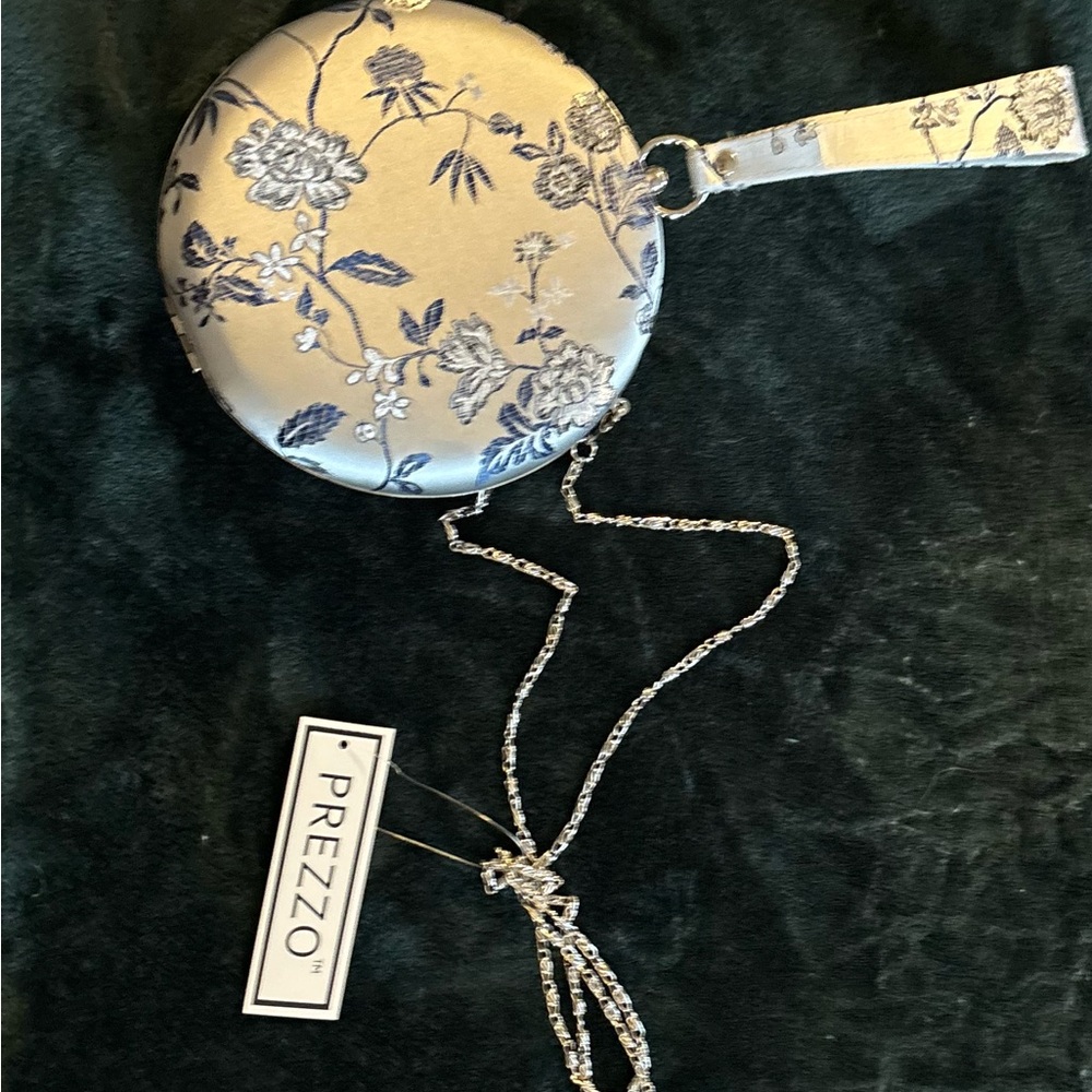 Prezzo Floral Blue and Silver Wristlet Clutch